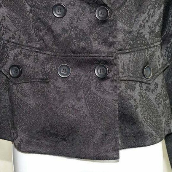 Black Brocade Blazer Jacket Size XL Paisley - Picture 3 of 9